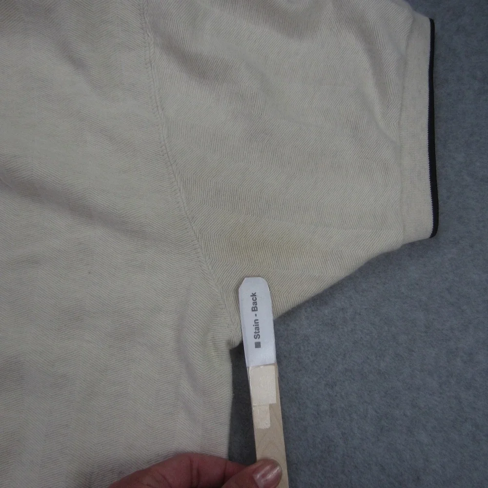 Vtg Chaps Ralph Lauren Polo Shirt Mens Medium Cream Short Sleeve‎ Textured Golf - Picture 13 of 14